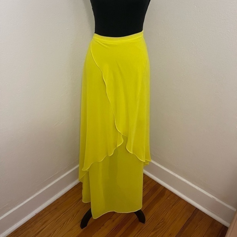 Bebe Yellow Maxi Slit Skirt